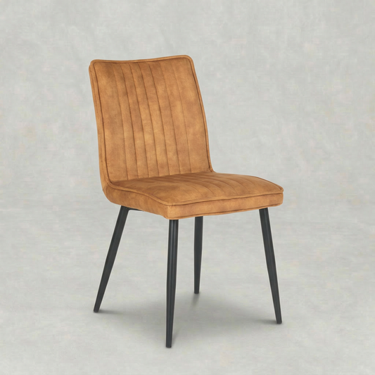 Cognac eetkamerstoel met zwart onderstel