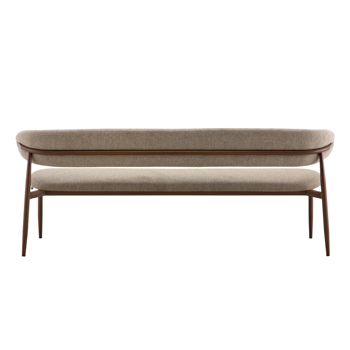 Eetkamerbank Japandi Sora 200 cm Taupe met walnoot onderstel