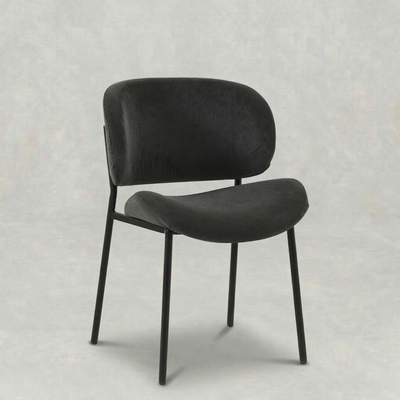 Eetkamerstoel Sigtuna Donkergrijs Rib met zwart onderstel