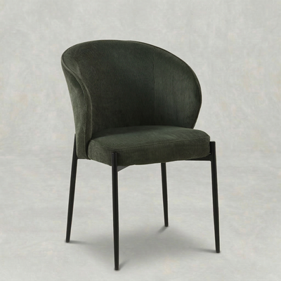 Eetkamerstoel Uppsala Donkergroen Rib met zwart onderstel