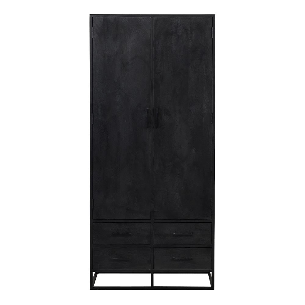 zwarte wandkast van mangohout met lades 90 cm breed