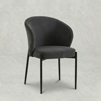 Eetkamerstoel Uppsala Donkergrijs Rib met zwart onderstel