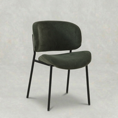 Eetkamerstoel Sigtuna Donkergroen Rib met zwart onderstel