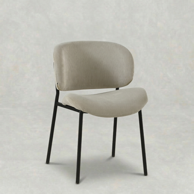 Eetkamerstoel Sigtuna Beige Rib met zwart onderstel