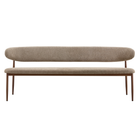 Eetkamerbank Japandi Sora 200 cm Taupe met walnoot onderstel