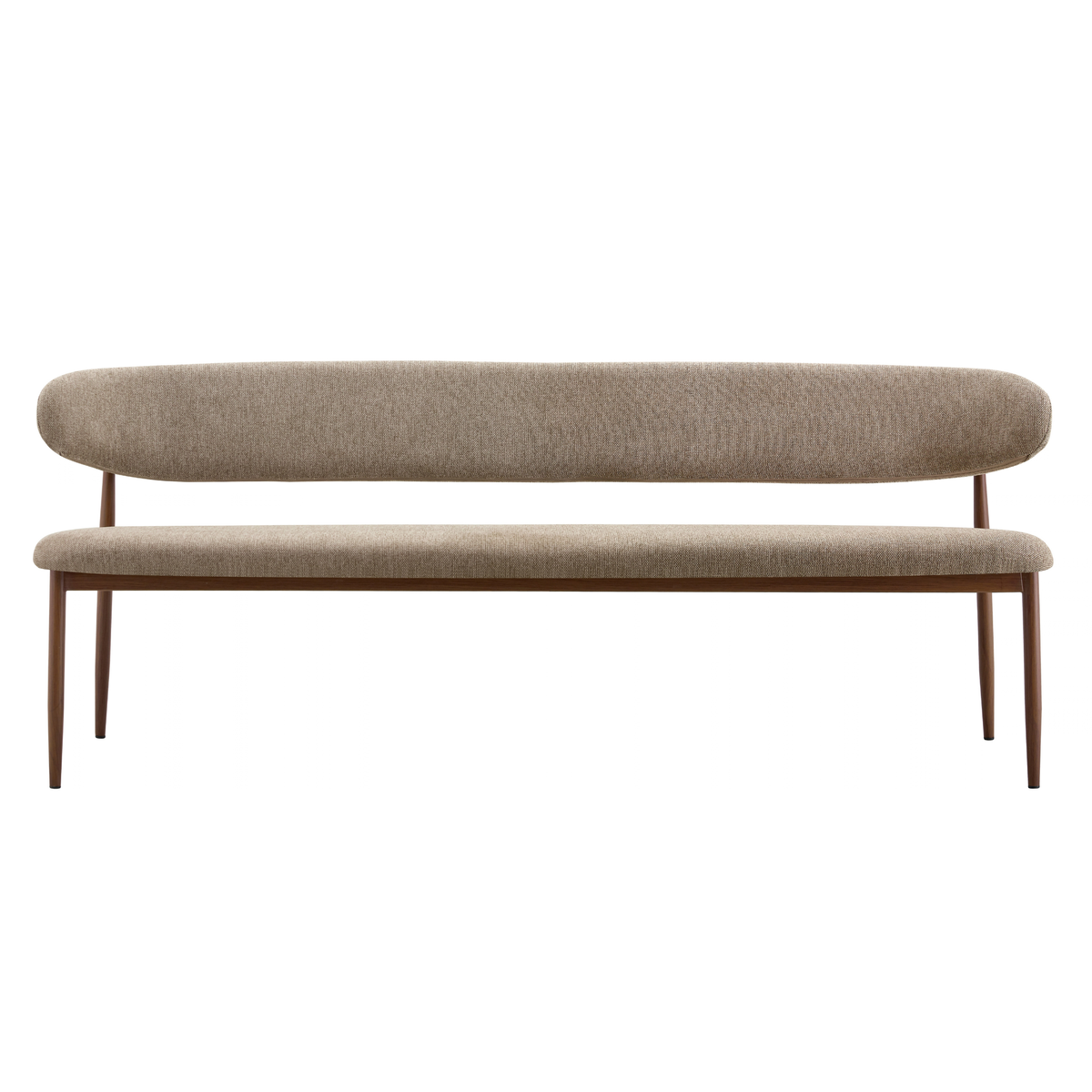 Eetkamerbank Japandi Sora 200 cm Taupe met walnoot onderstel