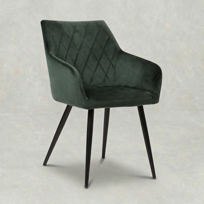 Eetkamerstoel Malmö Donkergroen Fluweel met zwart onderstel
