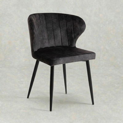 Eetkamerstoel Stockholm Donkergrijs Fluweel met zwart onderstel