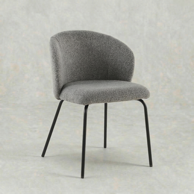 Eetkamerstoel Tromsø Donkergrijs Bouclé met zwart onderstel