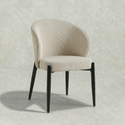 Eetkamerstoel Uppsala Beige Rib met zwart onderstel