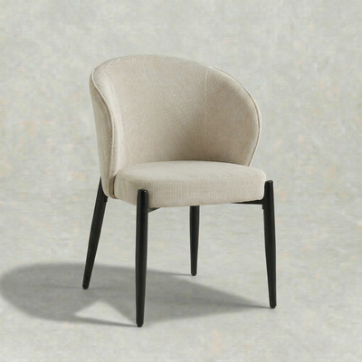 Eetkamerstoel Uppsala Beige Rib met zwart onderstel