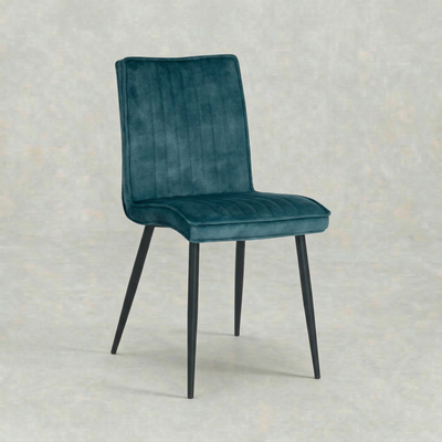 Eetkamerstoel Falster Donkerblauw met zwart onderstel