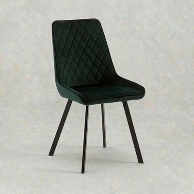 Eetkamerstoel Brøndby Donkergroen Fluweel met zwart onderstel
