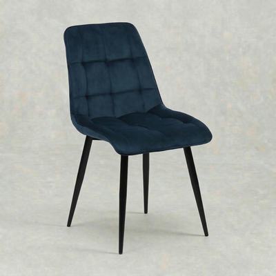 Eetkamerstoel Bergen Donkerblauw Fluweel met zwart onderstel
