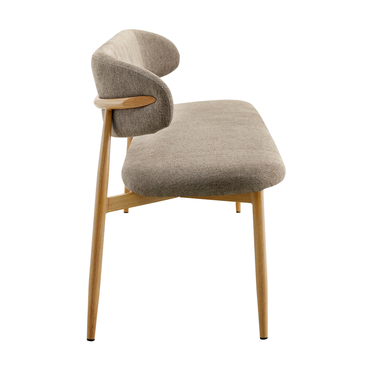 Eetkamerbank Japandi Sora 200 cm Beige met walnoot onderstel