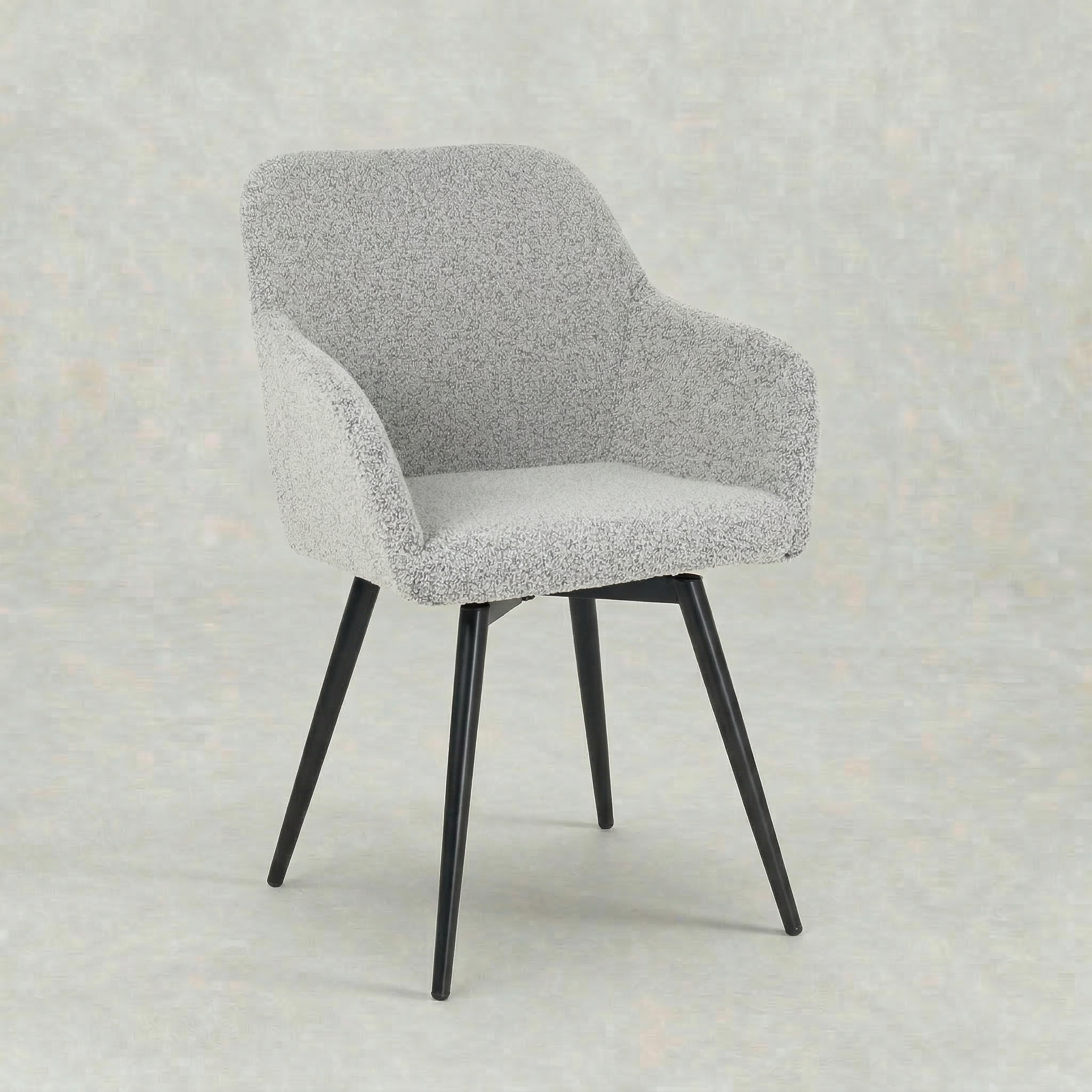 Eetkamerstoel Horsens Beige Bouclé met zwart onderstel