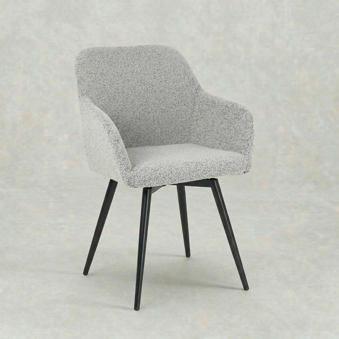 Boucle beige eetkamerstoel met zwart onderstel