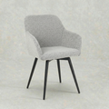 Boucle beige eetkamerstoel met zwart onderstel