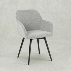 Boucle beige eetkamerstoel met zwart onderstel