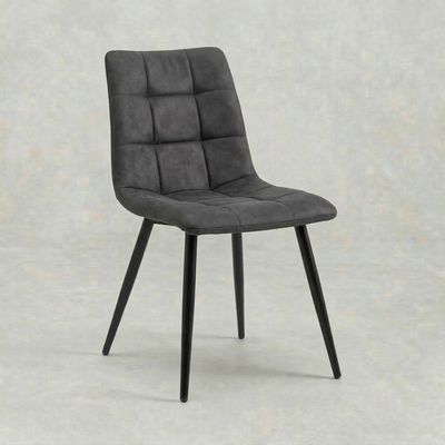 Eetkamerstoel Bergen Antraciet Fluweel met zwart onderstel