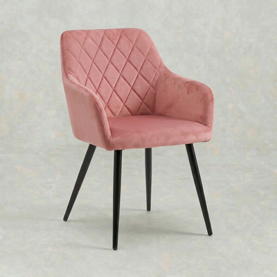 Eetkamerstoel Malmö Roze Fluweel met zwart onderstel