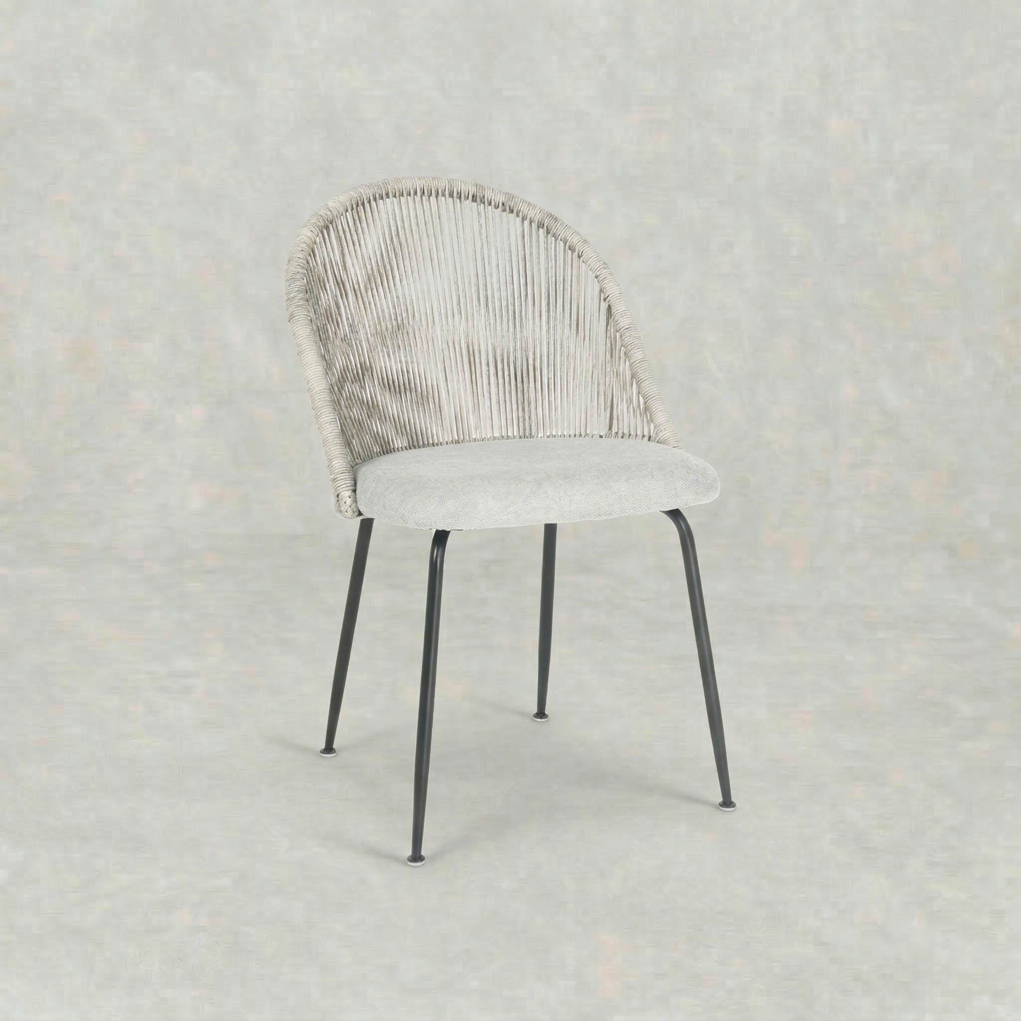 Eetkamerstoel Roskilde Lichtgrijs Linnen met zwart onderstel