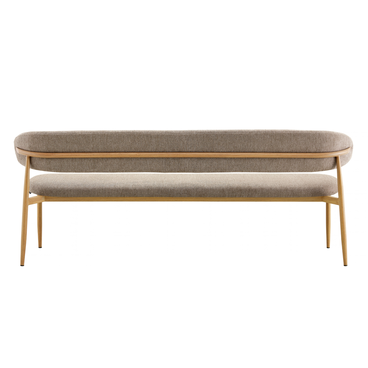 Eetkamerbank Japandi Sora 200 cm Beige met walnoot onderstel