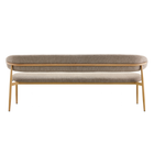 Eetkamerbank Japandi Sora 200 cm Beige met walnoot onderstel