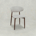 Beige eetkamerstoel met walnoot kleur onderstel