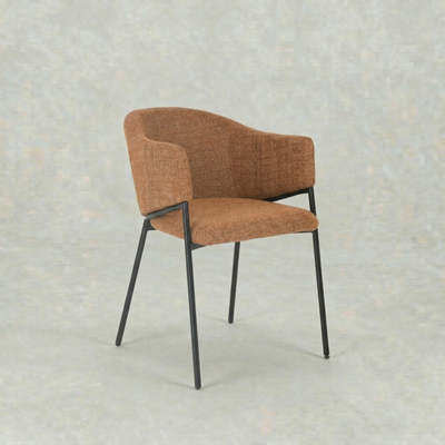 Eetkamerstoel Samsø Cognac Linnen met zwart onderstel