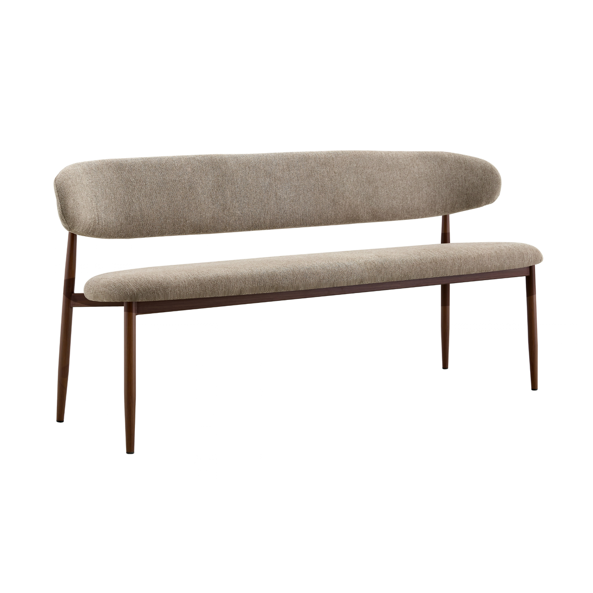 Eetkamerbank Japandi Sora 160 cm Taupe met walnoot onderstel