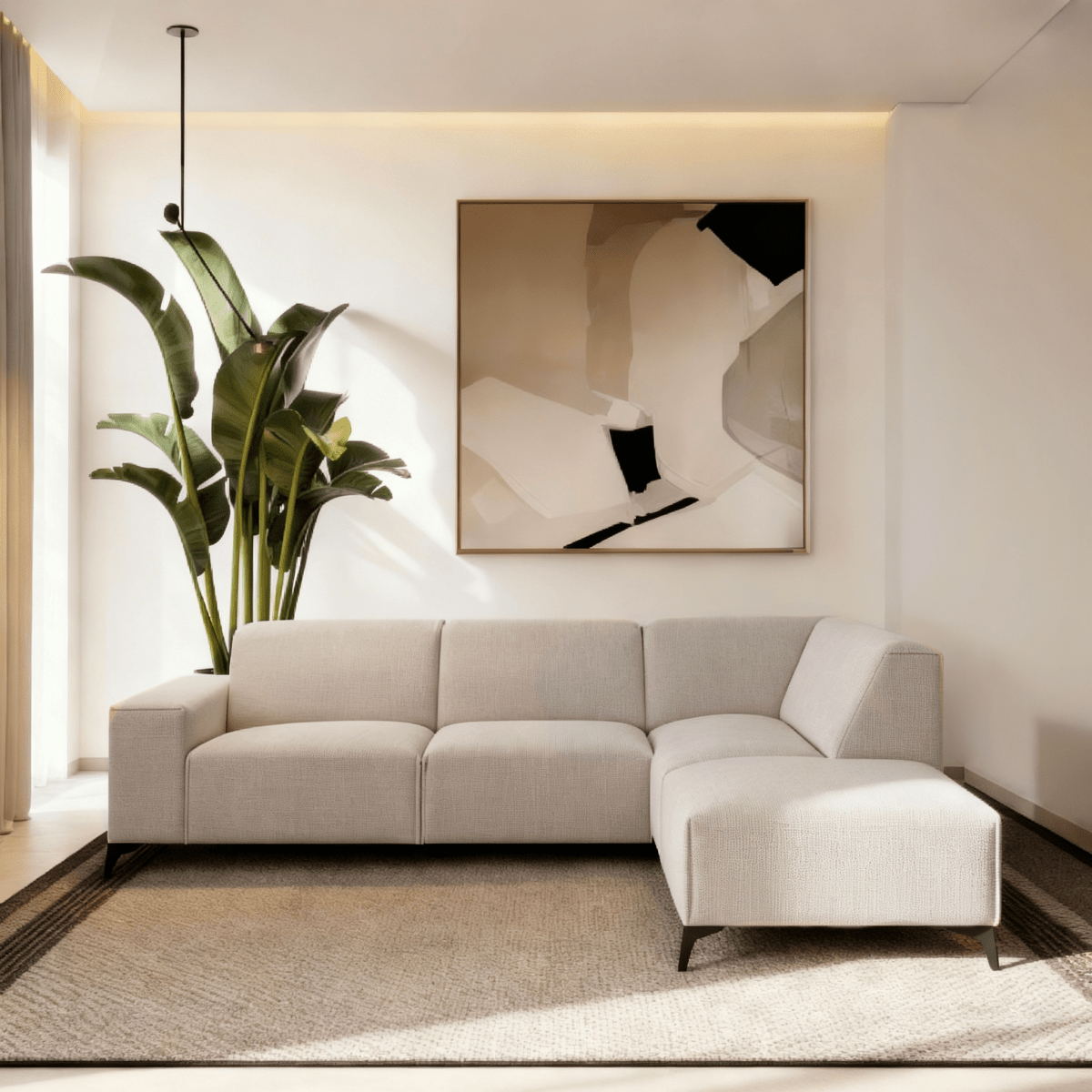 4-zits hoekbank beige