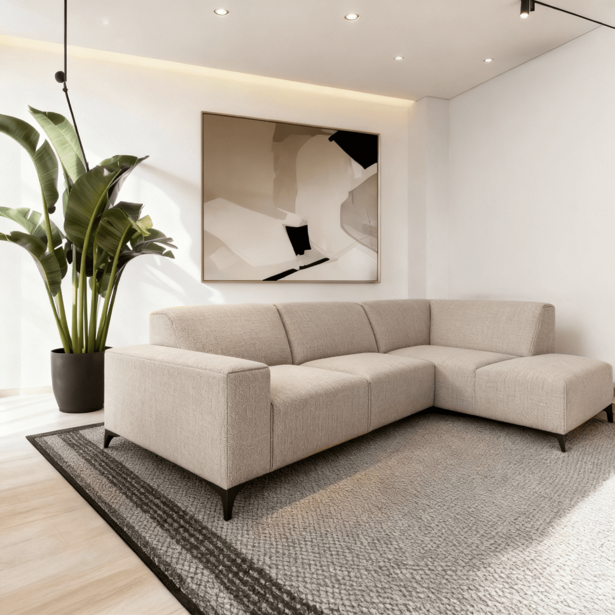 4-zits hoekbank beige