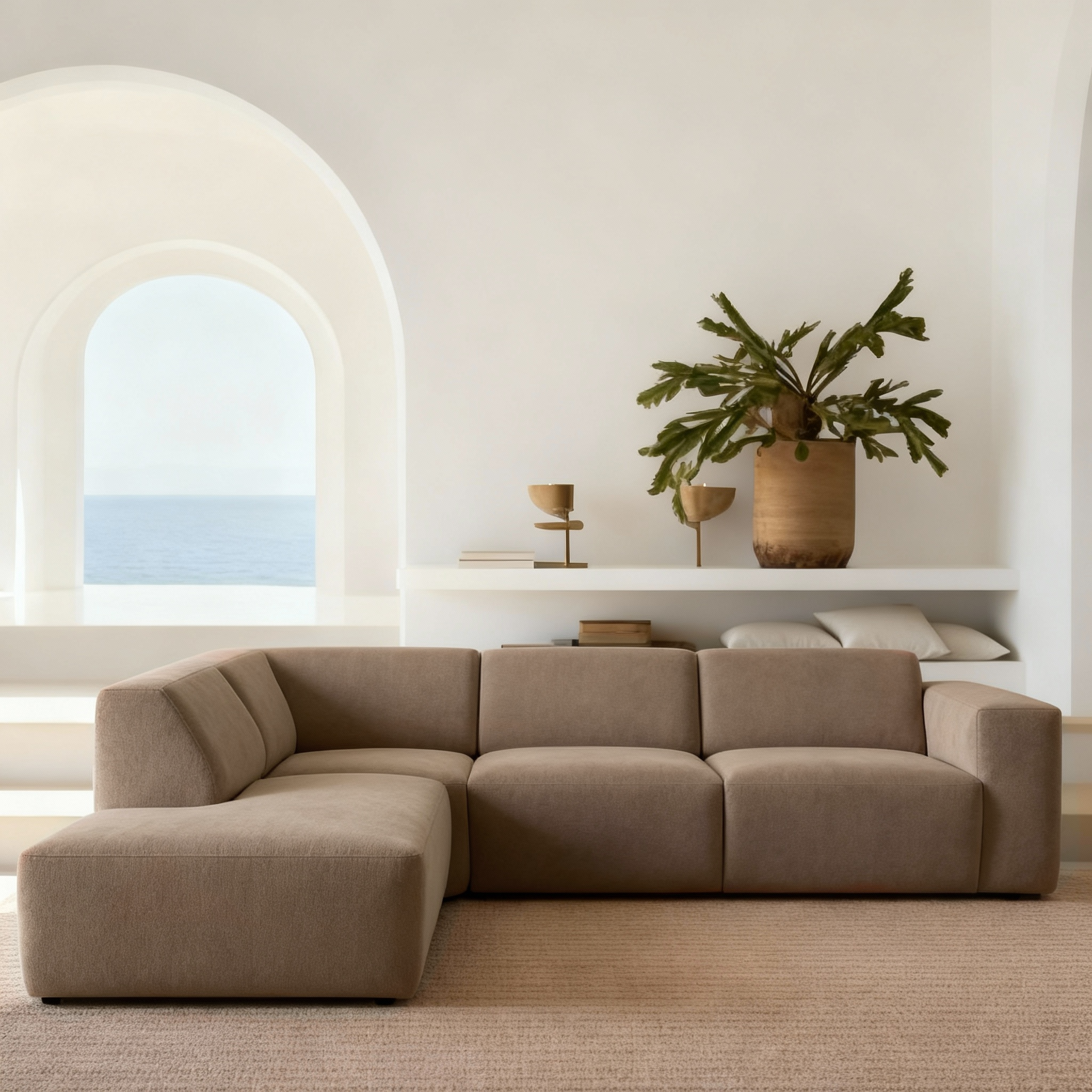 Hoekbank links taupe 