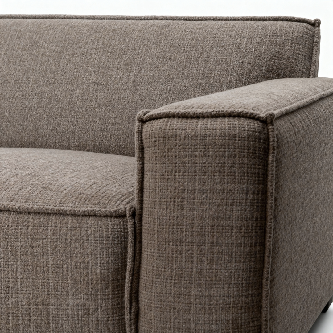 Hoekbank links taupe closeup