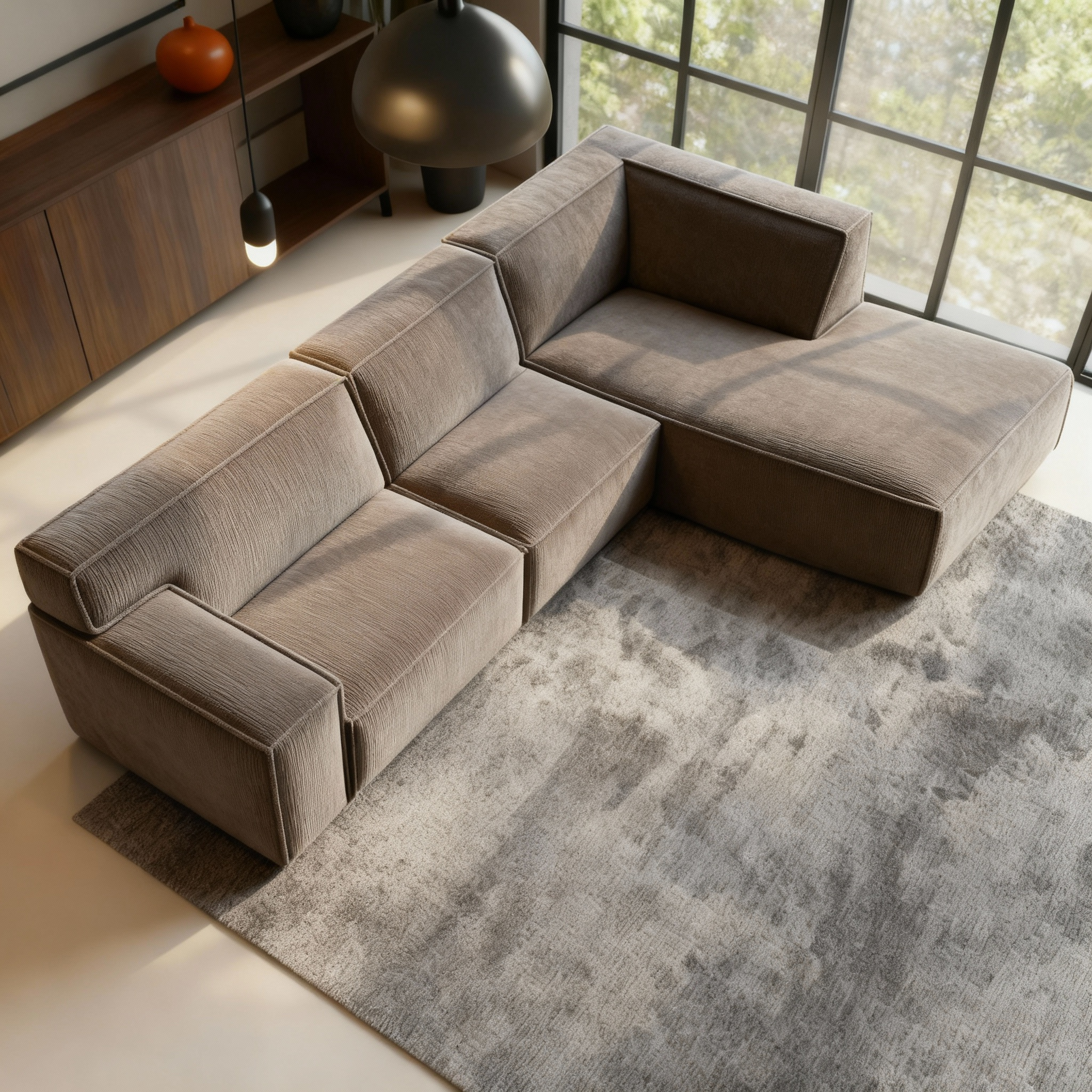 Hoekbank links, 4-zits taupe 