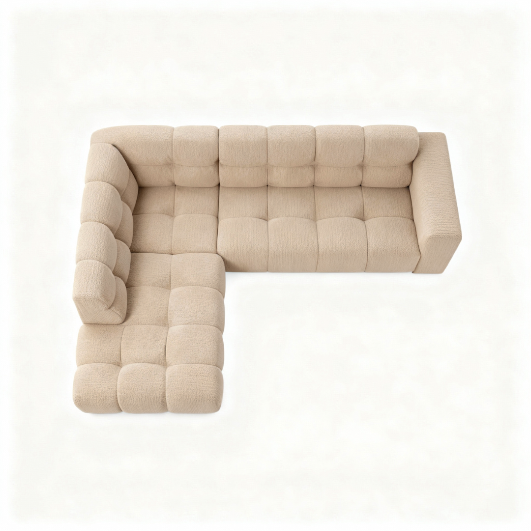 Crème hoekbank links, 4-zits 