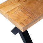 Mangohouten eetkamerbank Cedric X-poot 200x40 cm