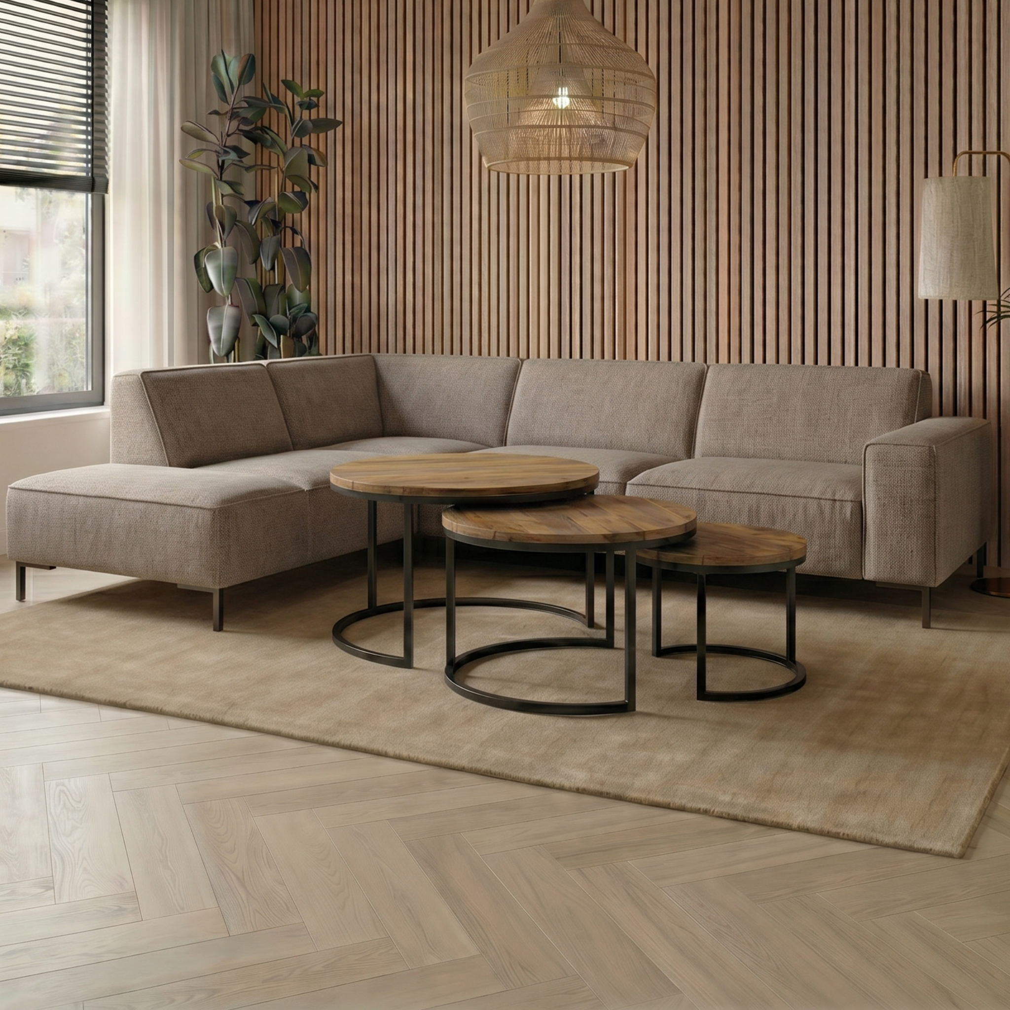Beige hoekbank 4 zits