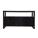 Mangohouten Dressoir Britt 140 cm 2 deuren 3 lades Zwart