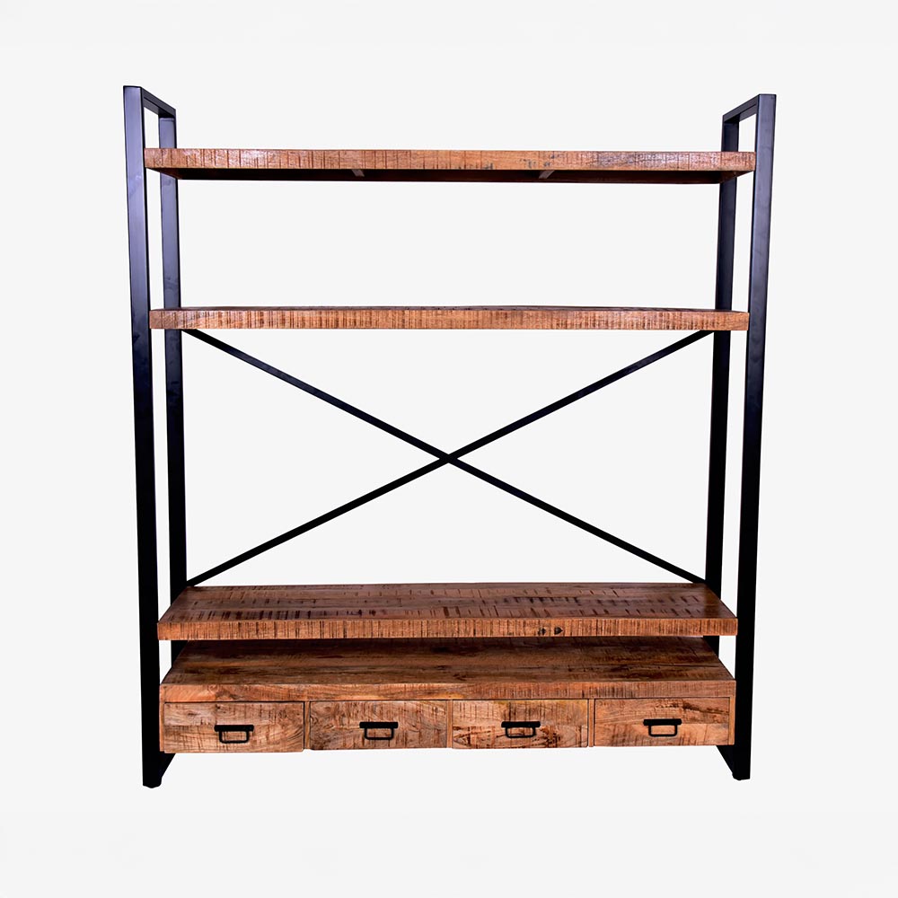 Mangohouten Boekenkast Kensi 180 cm