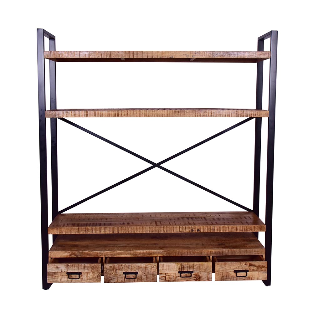 Mangohouten Boekenkast Kensi 180 cm