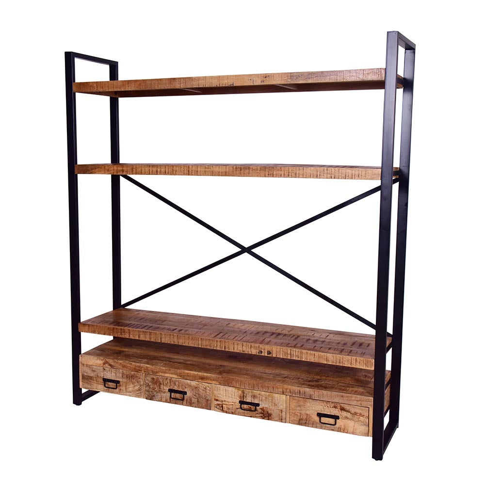 Mangohouten Boekenkast Kensi 180 cm