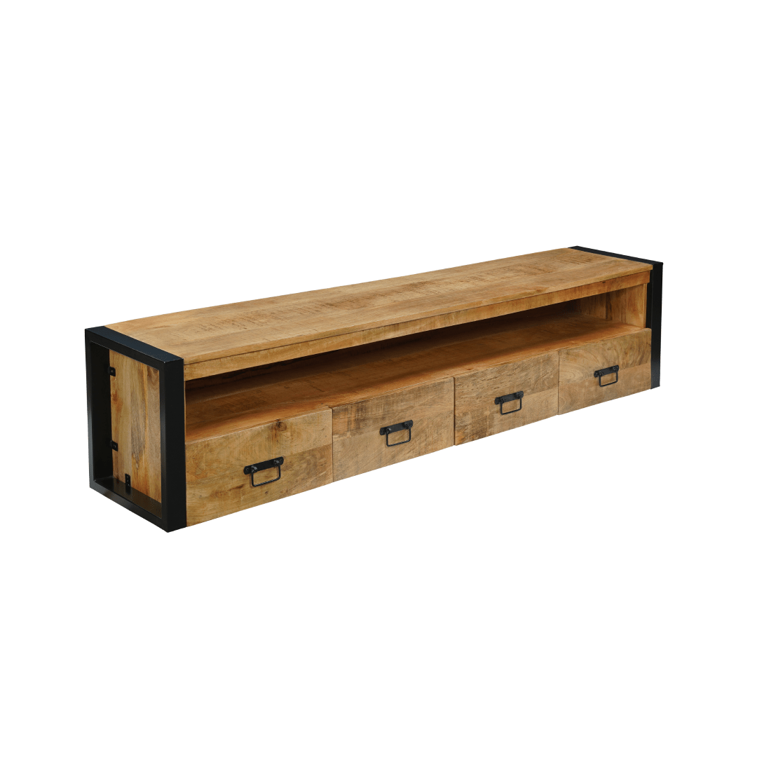 Zwevend mangohouten TV meubel 180 cm
