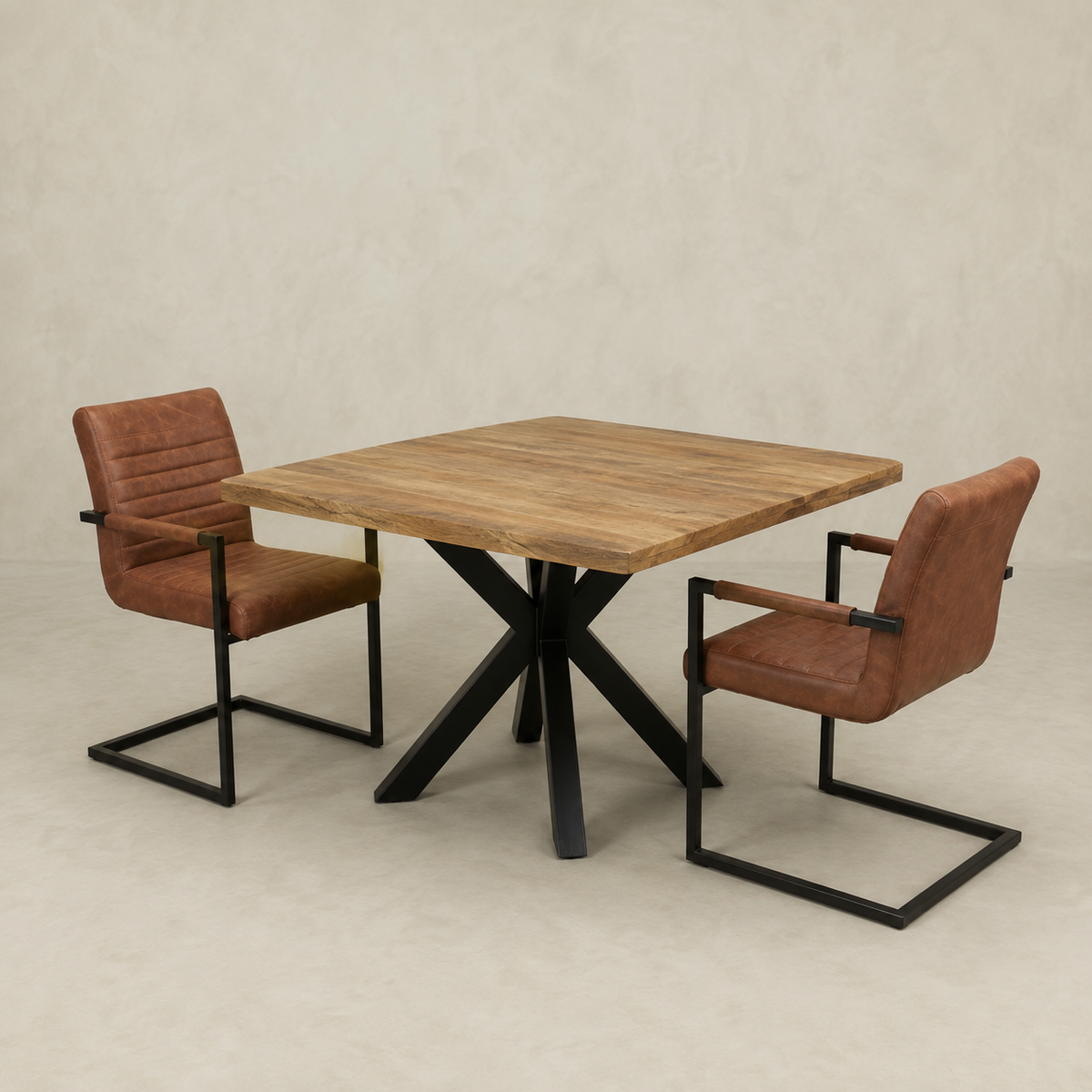 Mangohouten Eettafel Rechthoek Donald 90x90 cm (6cm)
