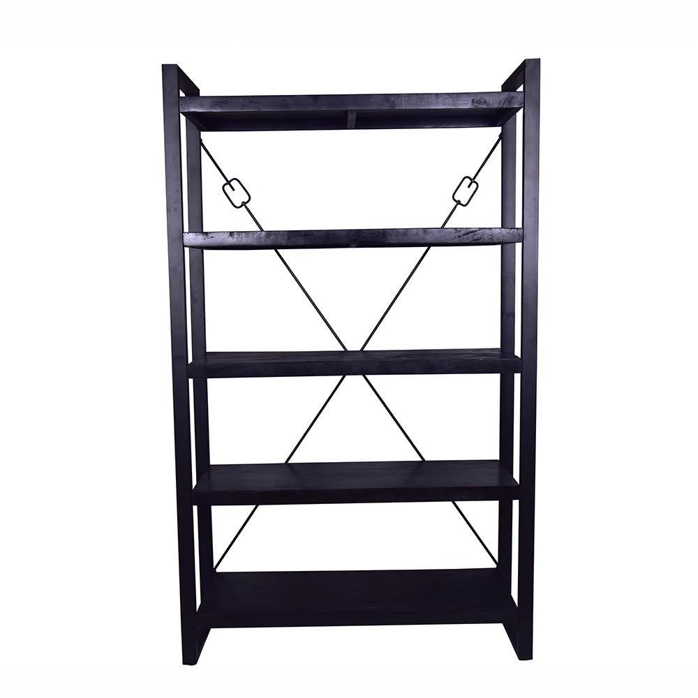 Mangohouten Boekenkast Donovan 120 cm Zwart