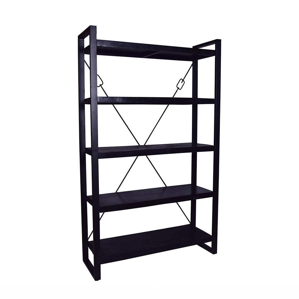 Mangohouten Boekenkast Donovan 120 cm Zwart
