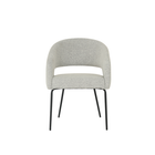 ronde eetkamerstoel beige boucle stof met open rug