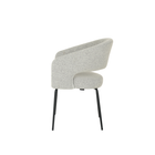 ronde eetkamerstoel beige boucle stof met open rug