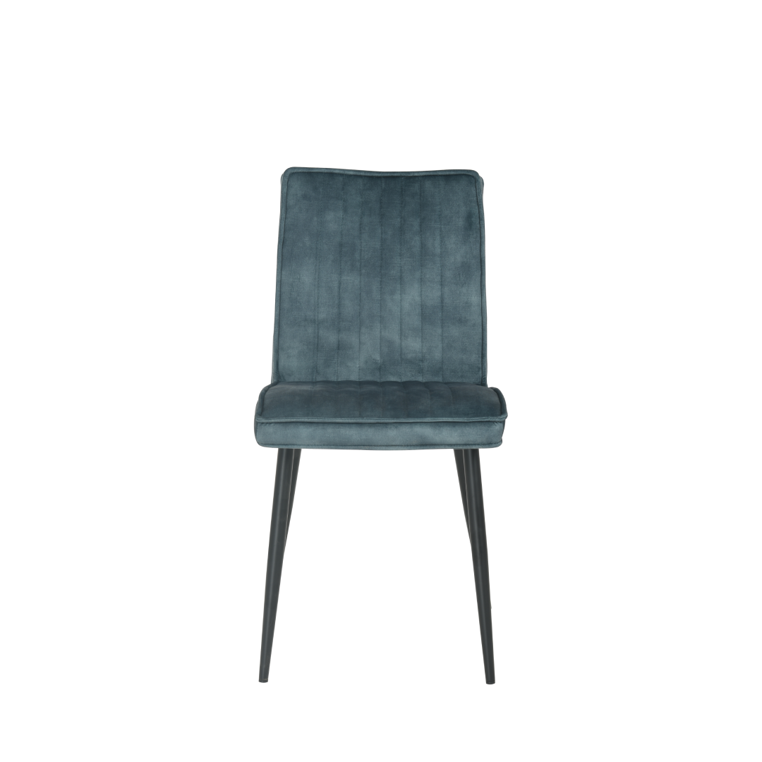 eetkamerstoel met hoge rug van donkerblauw fluweel
